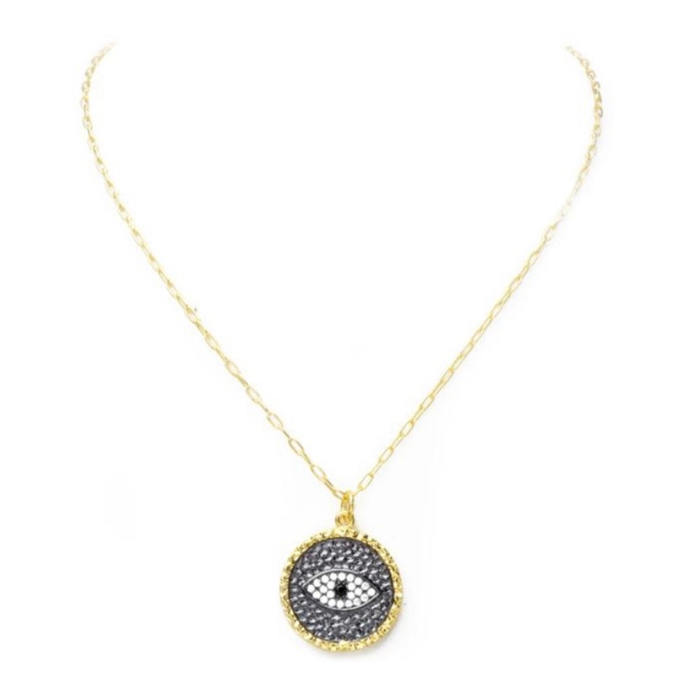 COPY - Gold plates link chain evil eye necklace